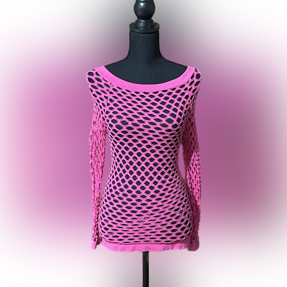Like New Hot Pink Fishnet Top